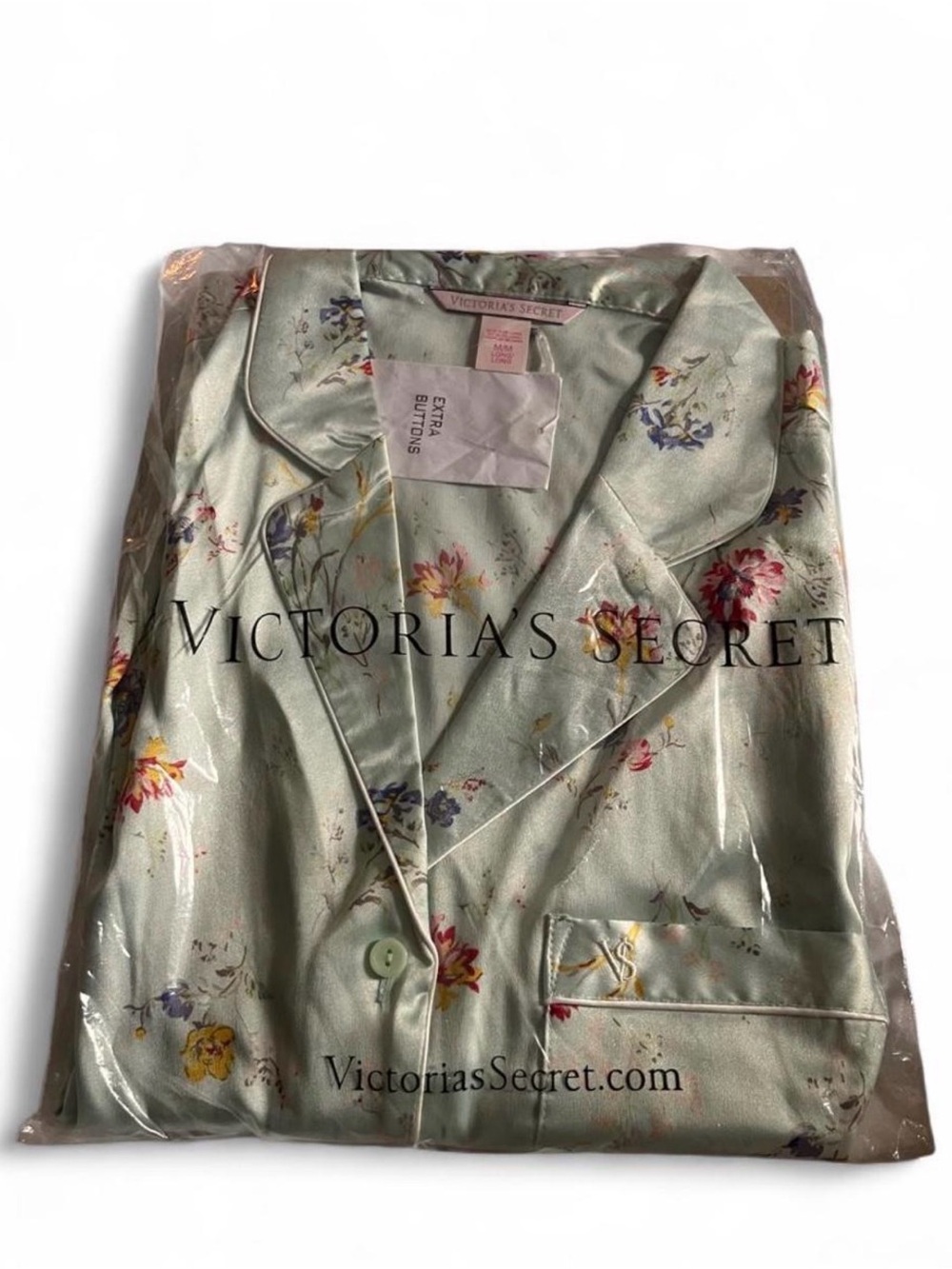 Victoria's Secret Mint Green Floral Satin Pajama Top